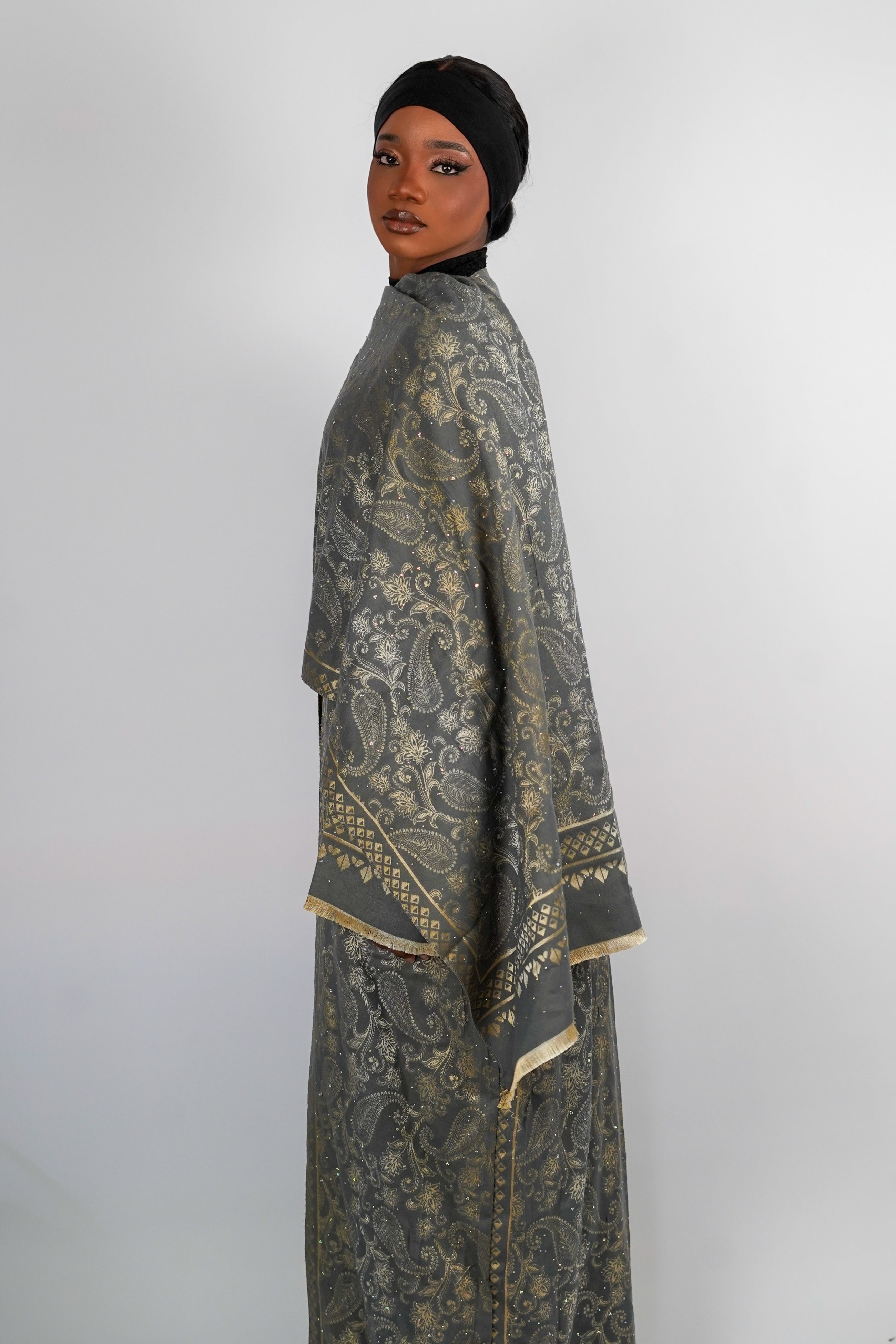 Slate Pashmina Abaya